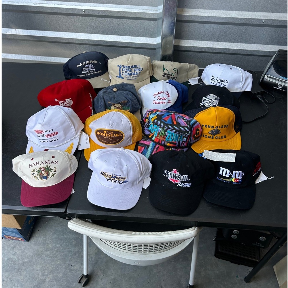 Vintage Trucker Hat Snapback Lot of 30 Racing NBA Bulls Pennzoil Car Hats Bundle